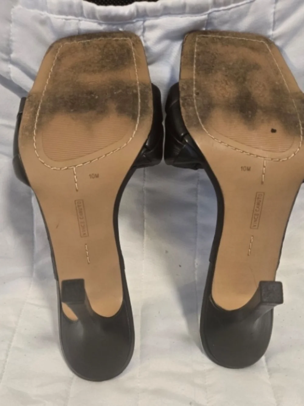 Vince Camuto Black Braided Strap Square Toe Heels Size 10